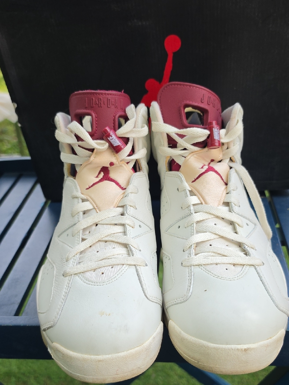 Jordan Men's Athletic Sneakers in Cream with Maroon Accents